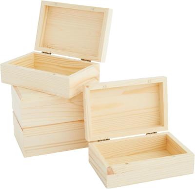 China wooden box with lid Unfinished Wood Boxes with Hinged Magnetic Lid for sale