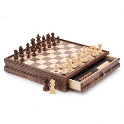 China Walnut Chess Checkers Suit Drawer/High-Grade Solid Wood Chess Box/Wooden Chess for sale