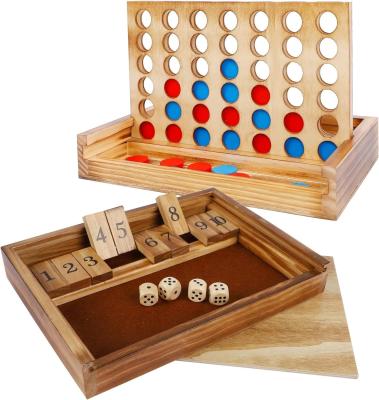 China Newest Customized Classic Wood Dice Game with Numbers & Line Up 4 Game for Kids Family for sale