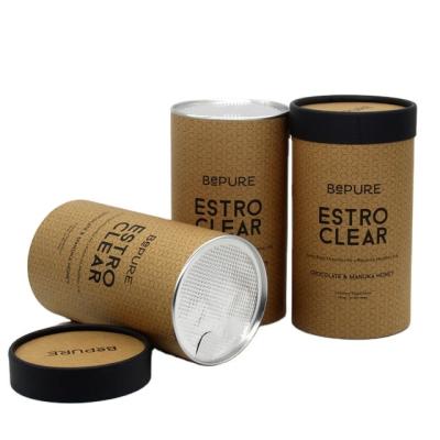 China Biodegradable Round Kraft Paper Tube Wrapping Custom Printed 157g Thickness Creative Kraft Paper+ 2mm Kraft Paper Custom Logo Custom Color for sale