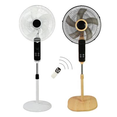 China Low Noise Vietnam Market Hot Sales Wooden Finished 16 Inch Electric Standing Fan for sale