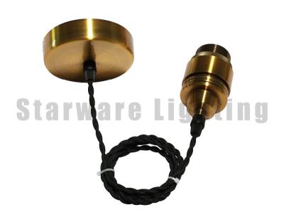 China Brass Color Residential Pendant Lamp E27 Twisted Cable &Copper Pendant Light Cord-Connector Antic Socket for sale