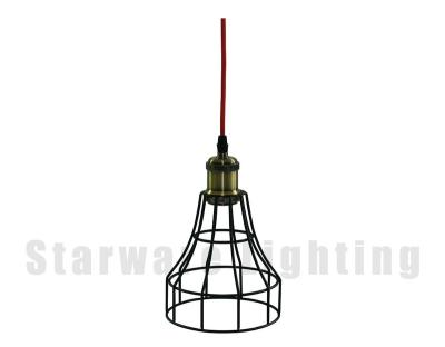 China Residential Doom Lampshade Round Iron Wire Cage Aluminum Copper Lampshade Lampshade E27 Industrial Vintage Metal Pendant Light for sale