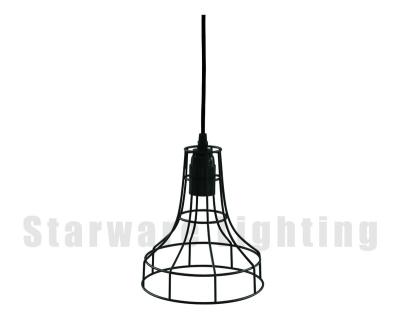 China Modern Home Black Wire Hanging Light Fixture Bird Industrial Mesh Cage Pendant Lamp Lighting for sale