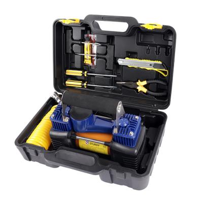 China AIR COMPRESSOR SET Automobile Tires High Quality Small Double Cylinder Car Pump Air Compressor Best Tool Kit for sale