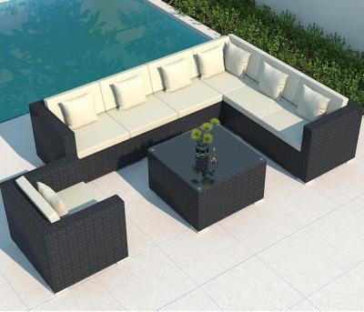 China New Style Eco-freindly Garden Rattan L-Shape Sectional Outdoor Aluminum Sofa Sets for sale