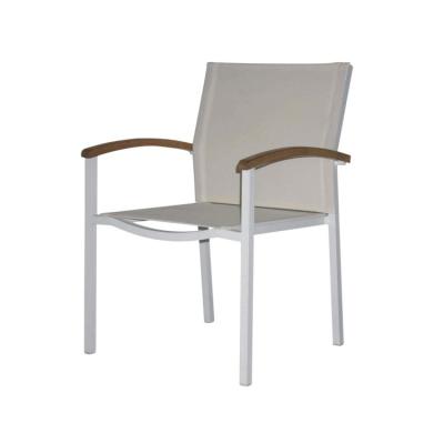 China Modern New Design Textilener Stacking Chair Modern Outdoor Aluminum Dining Chair Restaurant Hotel Chairs for sale