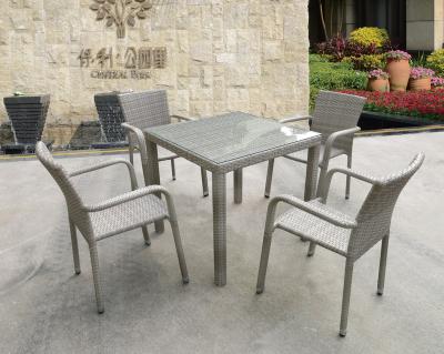 China Outdoor Weather Furniture Garden Park Dining Aluminum Wicker Rattan Furniture Sets Outdoor Table And Chair Set for sale