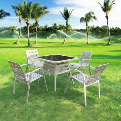 China Factory wholesale UV-resistant super durable aluminum woven wicker dining chair aluminum rattan cafe chair frame rattan dining furniture for sale