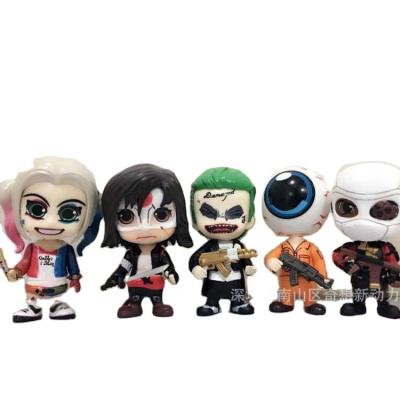 China Whole Set Cartoon Toy Sale 6pcs /set Suicide Squad Q Version Joker Toys Harley Quinn 10cm Model Doll for sale