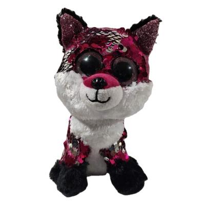 China Cute Plush Toy Children's Comfort Cardboard Toy Discounted Sequined Red Fox Plush Doll Toys Animal Gifts for sale