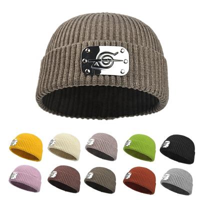 China Narut0 2020 winter COMMON beanie and hat badge embroidery knitted warm soft elasticity hats fashion and beanies unisex accessories for sale