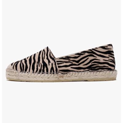 China Custom Zebra Round Pattern Shoes Factory Slip On Flats Hemp Sneakers Women for sale