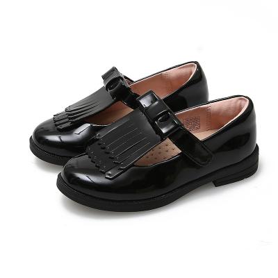 China Flat Strap Black Princess Children Student School Uniform Shoes Stylish Little Girl Shoes for sale