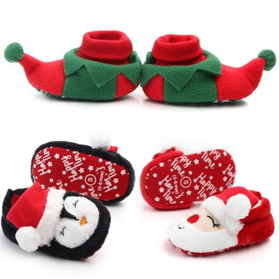 China Santa Socks Boots Infant Baby Shoes Prewalkes Newborn Christmas Unique Soft Warm Wholesale Winter Round for sale