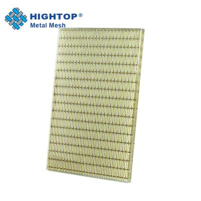 China Plain Weave Decorative Metal Mesh Laminated Glass With Flexible Crimped Mesh Inter-Layer Woven for sale