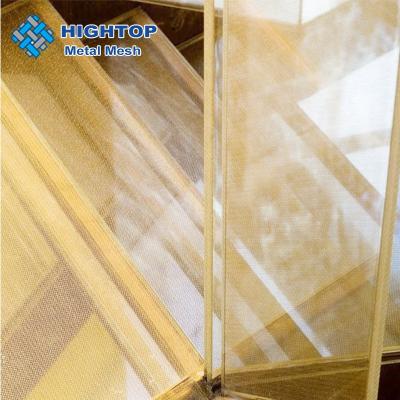 China Plain Weave Brass Decorative Fabric For Laminated Glass for sale