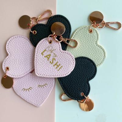 China JS Advertising Multi Colors PU Heart Key Ring Cute Key Chain Accessory Bag Charm Personalized Initials Leather Keychain Promotion Key Chain Gi for sale