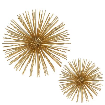 China Morden JS Hedgehog Ball Shape Gold Metal Arts And Crafts Nordic Luxury Abstract Home Decoration for sale