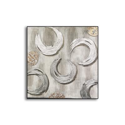 China Modern Simple Abstract Little Circles Oil Painting Modern Art Canvas White Heavy Textured Decorative Wall Paintings for sale