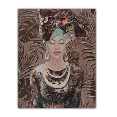 China Modern high quality hand painted beautiful girl with headwear special oil painting for home hotel interior decoration for sale