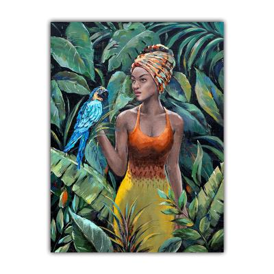 China 100% Hand Painted Whole Modern Original Design Girl Oil Painting African Indoor Decorative Wall Painting for sale