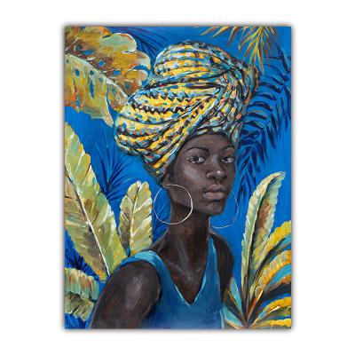 China Modern high quality 100% hand-painted whole original design girl oil painting African interior decorative wall painting for sale