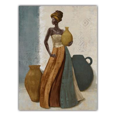 China Modern Unique Original Design Girl Oil Painting 100% Hand Painted Whole African Indoor Decorative Wall Painting for sale