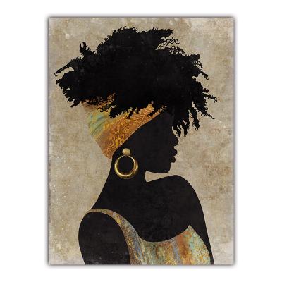 China Pure handmade oil painting style whole original African American women design decorative painting for wall art for sale