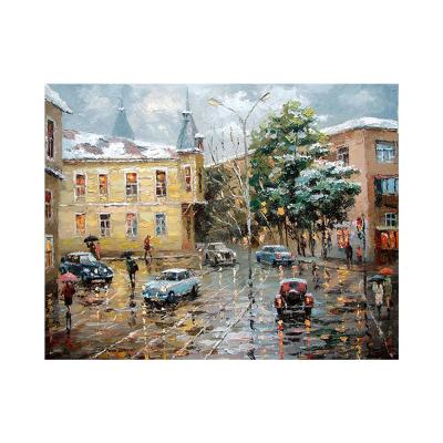 China Modern Hand Painted Romantic Paris Street View Oil Painting for Home Hotel Decor Indoor Wall Paintings for sale