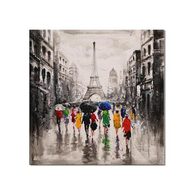 China Modern Hand Painted Romantic Paris Street View Oil Painting for Home Hotel Decor Indoor Wall Paintings for sale