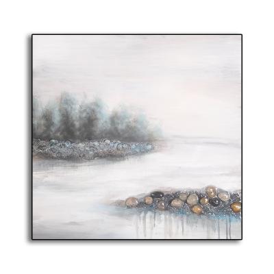 China Handcrafted Modern Abstract Sea Landscape Oil Painting Acrylic Paintings For Home Hotel Wall Art Interior Decoration for sale