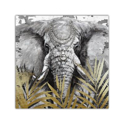 China Hand Painted Modern Wall Art Canvas Elephant Animal Oil Painting For Living Room Bedroom Hotel Decoration for sale