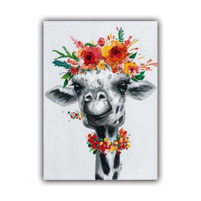 China Hand-painted Modern Abstract Hot-selling Cattle with Flowers Animal Oil Painting Home Decorative Wall Painting Artwork for sale