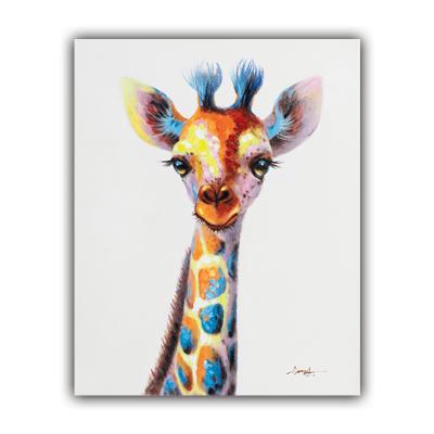 China High Quality Hand Painted Modern Home Decorative Animal Oil Giraffe Wall Painting Artwork Painting for sale