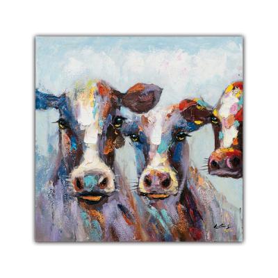 China Modern High Quality Hand Painted Abstract Oil Painting Home Decorative Cattle Wall Painting Artwork for sale