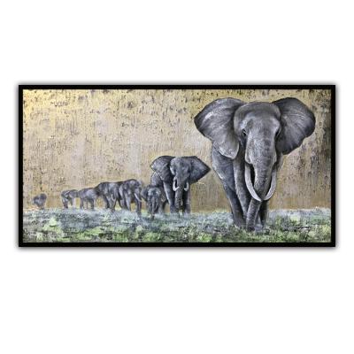 China Large Canvas Modern Abstract Elephant Art Animal Handmade Wall Painting For Hotel Home Decoration for sale