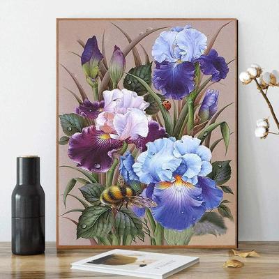 China JS Modern Flower DIY Paint By Numbers For Kids Adults Purple Iris Paint By Numbers DIY Painting Iris Flowers Acrylic Paint for sale