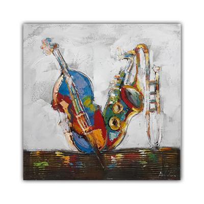 China Hand Painted Oil Painting Modern Modern Instrument Guitar for Home Hotel Decor Indoor Wall Paintings for sale