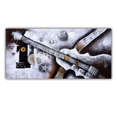 China Modern Popular Instrument Guitar Decoration Hand Painted Oil Painting For Home Hotel Indoor Wall Paintings for sale