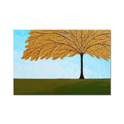 China Modern hand painted heavy acylic texture knife tree oil painting for hall hotel home decoration for sale