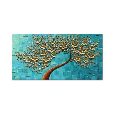 China Hotselling Modern Hand Painted Heavy Texture Knife Tree Oil Painting For Lobby Hotel Home Decoration for sale