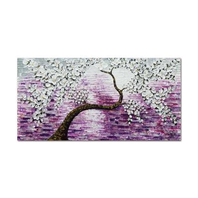 China 100% Hand Painted Modern Popular Texture Knife Tree Heavy Oil Painting For Lobby Hotel Home Decoration for sale