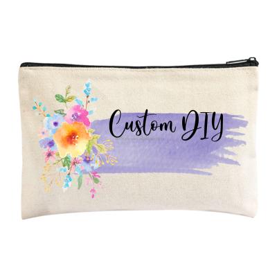 China Custom Reusable Personalized DIY Canvas Makeup Zipper Pouch Bags For Wedding Party Storage Christmas Gifts for sale