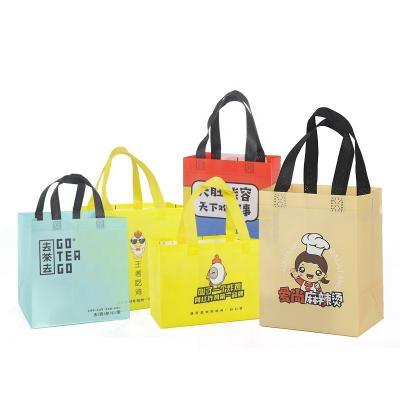 China Reusable Custom Logo Nonwoven Takeaway Film Packaging Gift Catering Shopping Tote Bag for sale