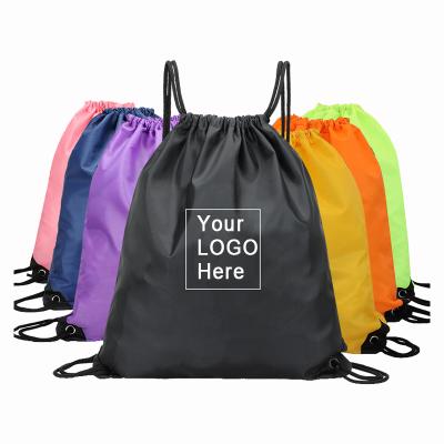 China Buy OEM/ODM new waterproof nylon drawstring cheap black nylon backpack with custom logo for sale