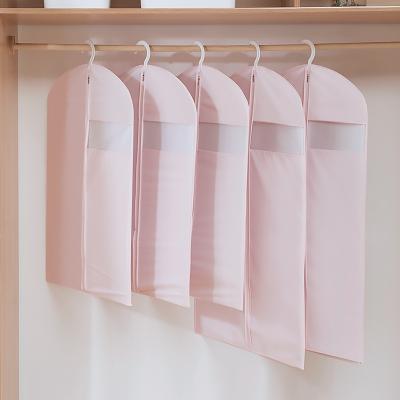 China Pink Printed Storage Dust Cover Clothes Bags Suit Coat Dust Cover Hanging Home Wardrobe Organizer for sale