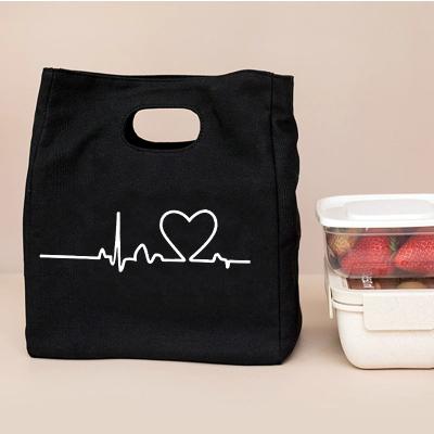 China Waterproof Canvas Portable Thermal Lunch Bags for Women Convenient Box Tote Dinner Food Bento Pouch Print Cool Cooler Bags for sale