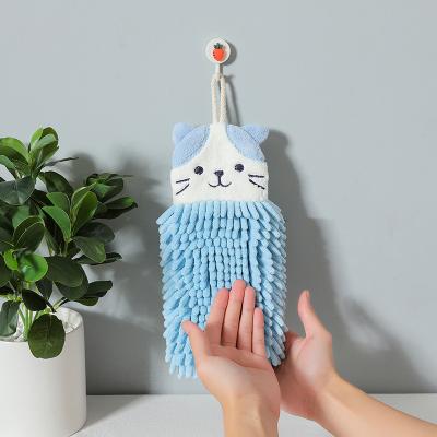 China Cute and cute shape Funny Pig Bear Washcloths Absorbent Thick Kitchen Bathroom Microfiber Towel Cute Carton Chenille Hanging Hand Towels for sale