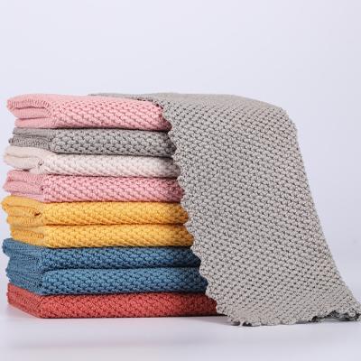 China Stripe Microfiber reusable kitchen cleaning cloth small square towel for sale